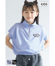 Kids Sportswear Zippered Short Sleeve Top