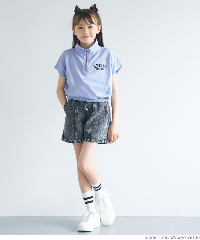 Kids Sportswear Zippered Short Sleeve Top