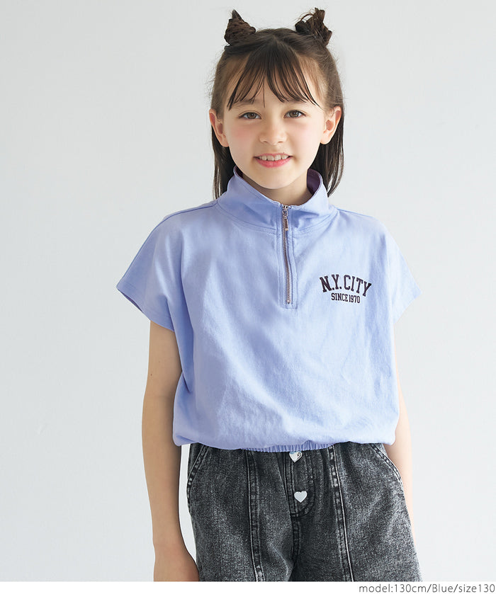 Kids Sportswear Zippered Short Sleeve Top