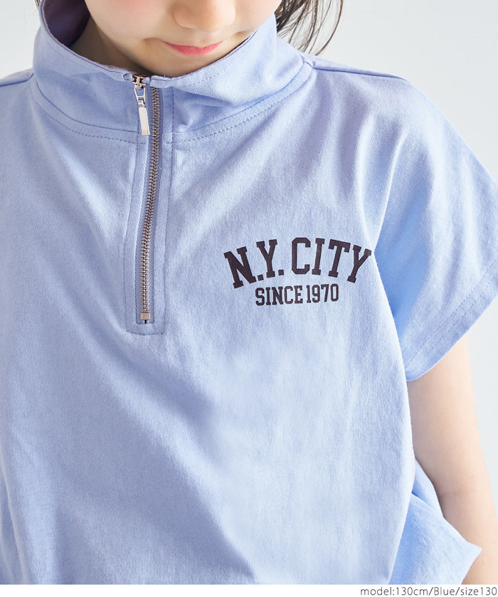 Kids Sportswear Zippered Short Sleeve Top