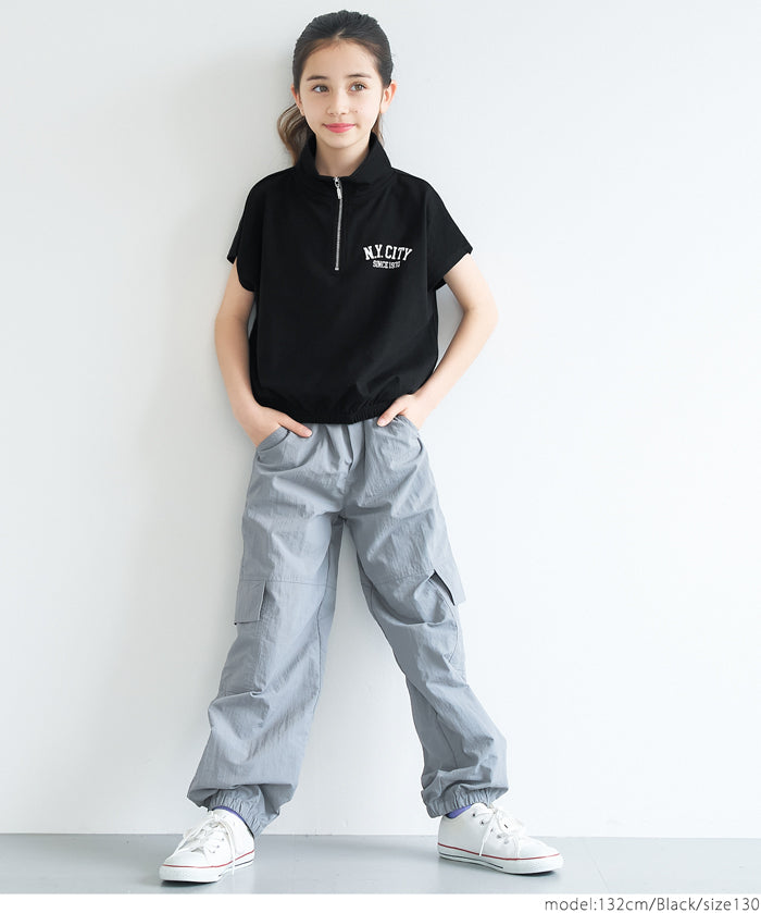 Kids Sportswear Zippered Short Sleeve Top