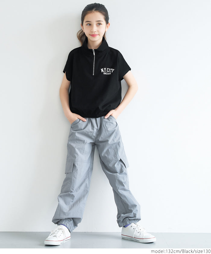 Kids Sportswear Zippered Short Sleeve Top