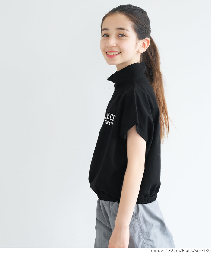 Kids Sportswear Zippered Short Sleeve Top
