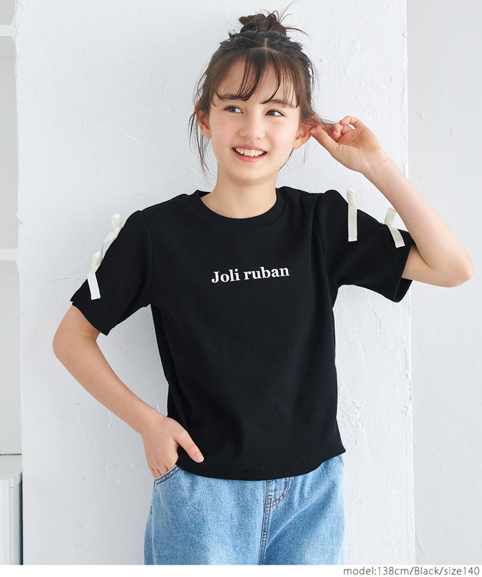 Temperament bow decoration round neck T-shirt