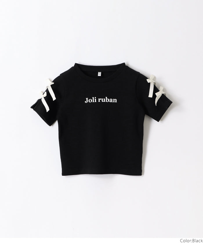 Temperament bow decoration round neck T-shirt