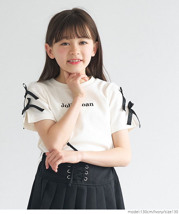 Temperament bow decoration round neck T-shirt