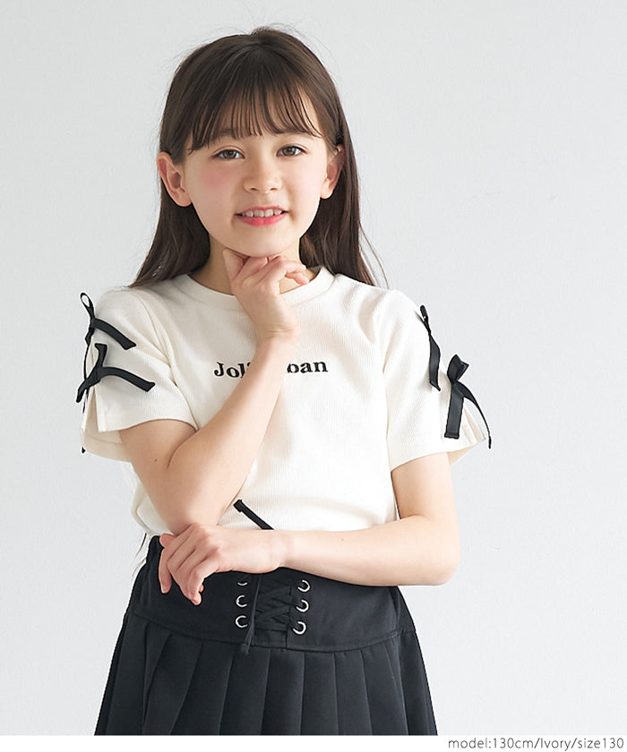 Temperament bow decoration round neck T-shirt