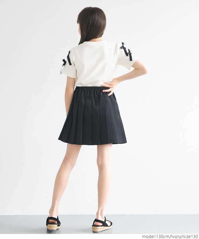 Temperament bow decoration round neck T-shirt