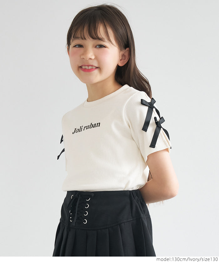 Temperament bow decoration round neck T-shirt