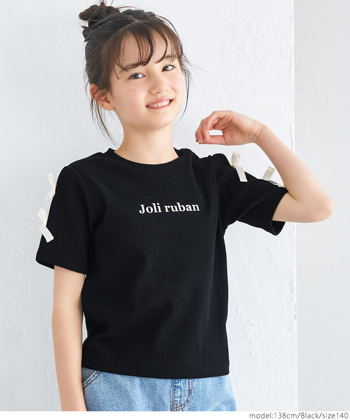 Temperament bow decoration round neck T-shirt