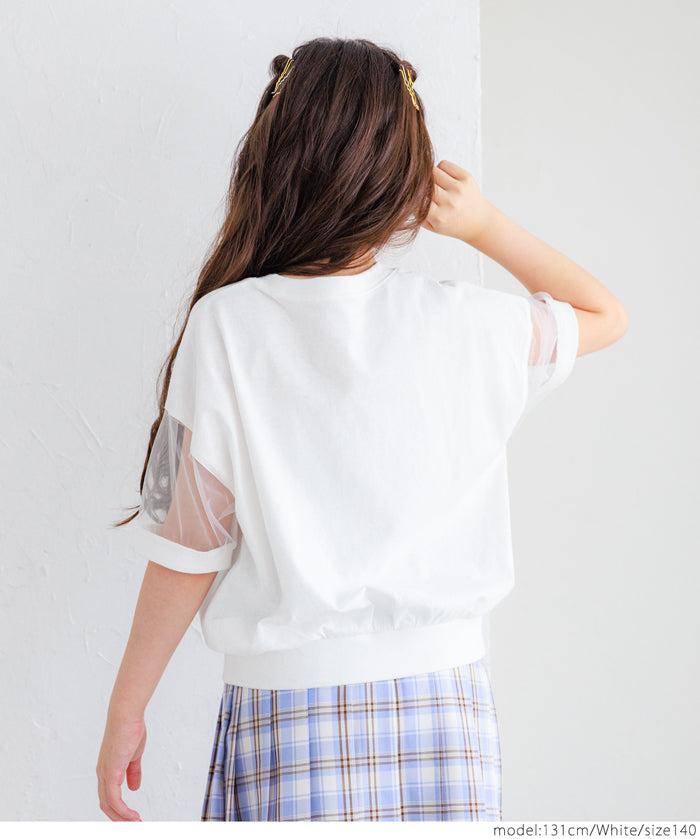 Kids TULLE SHORT SLEEVE LOGO TOP