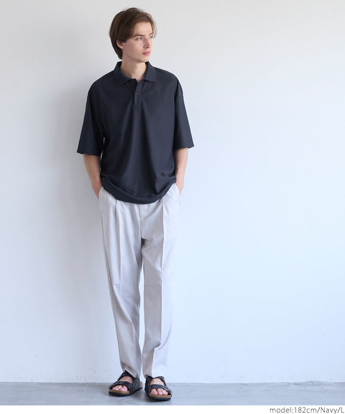 Men's simple woven POLO collar short-sleeved T-shirt