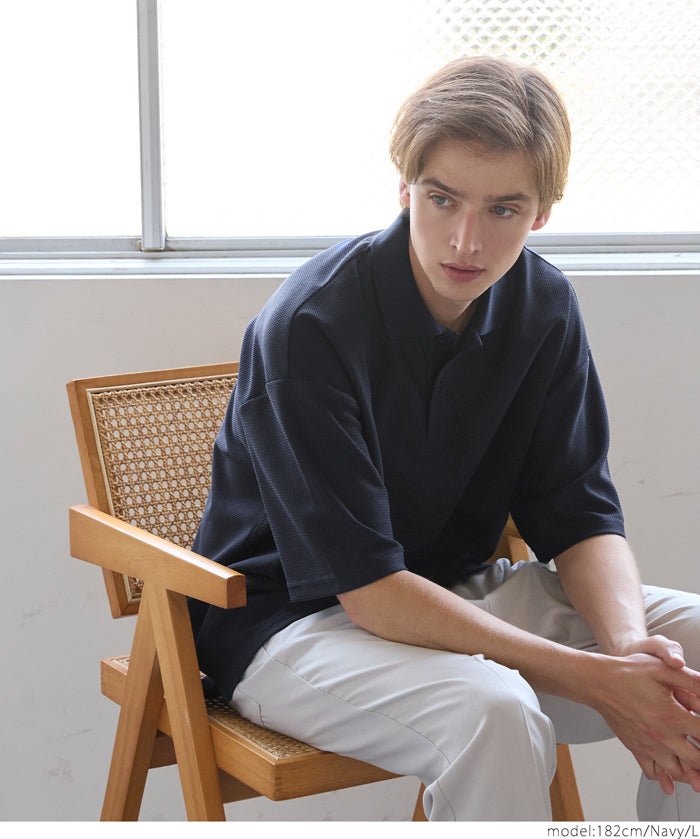 Men's simple woven POLO collar short-sleeved T-shirt