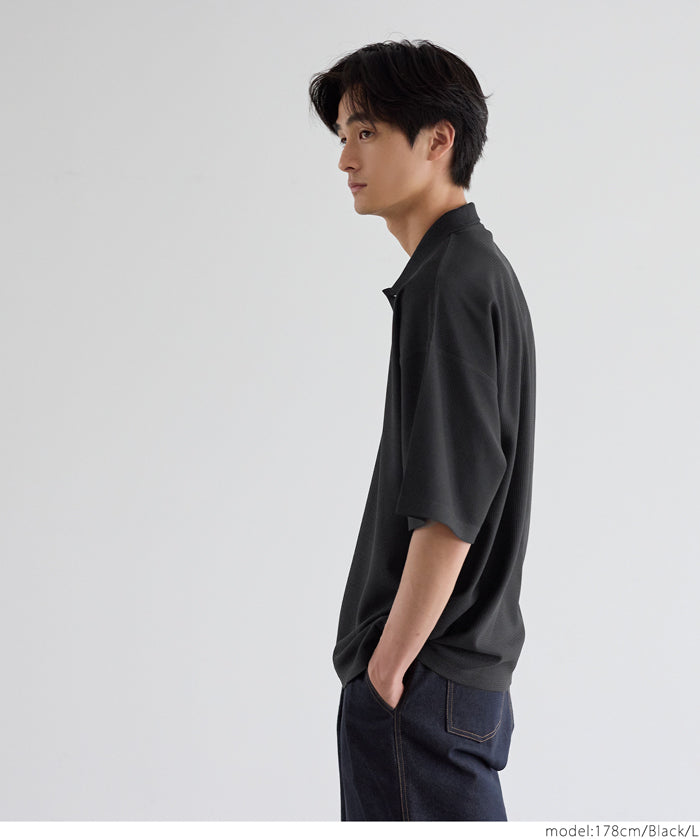 Men's simple woven POLO collar short-sleeved T-shirt