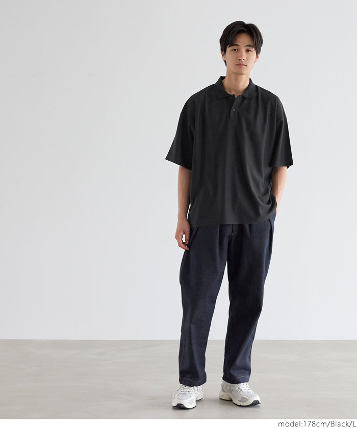 Men's simple woven POLO collar short-sleeved T-shirt