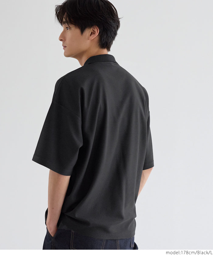 Men's simple woven POLO collar short-sleeved T-shirt