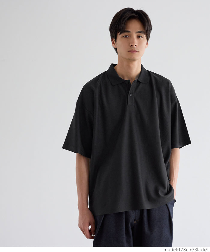 Men's simple woven POLO collar short-sleeved T-shirt