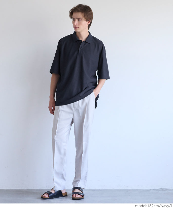 Men's simple woven POLO collar short-sleeved T-shirt