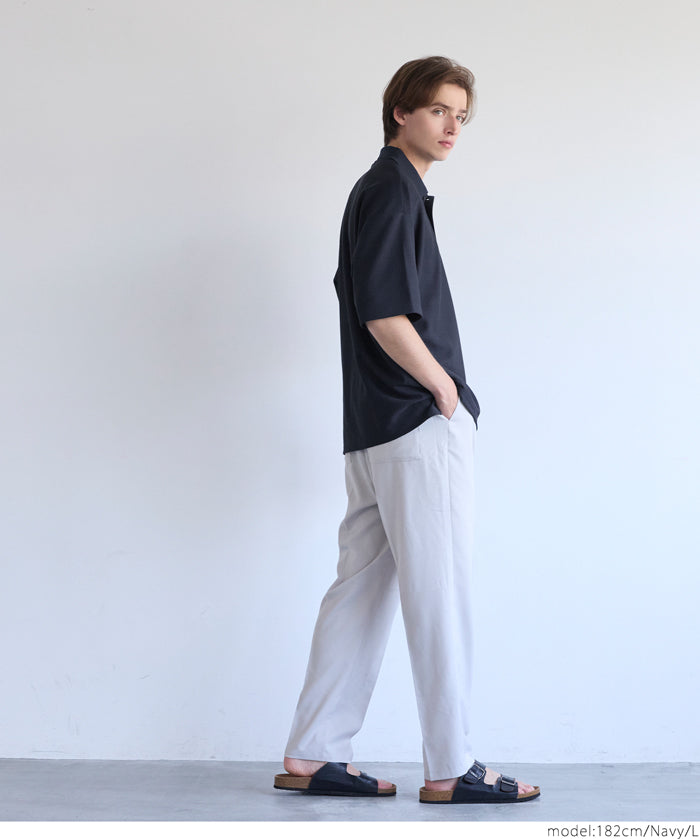 Men's simple woven POLO collar short-sleeved T-shirt