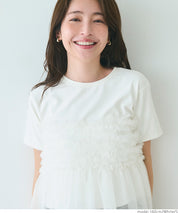 Japanese design fake two-piece tulle tube top short-sleeved Tee