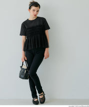 Japanese design fake two-piece tulle tube top short-sleeved Tee