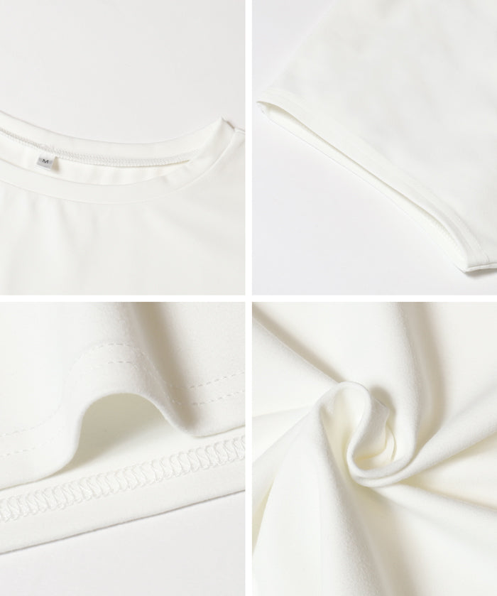 Silky-touch French-sleeved slim-fit short-sleeved top