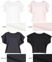 Silky-touch French-sleeved slim-fit short-sleeved top