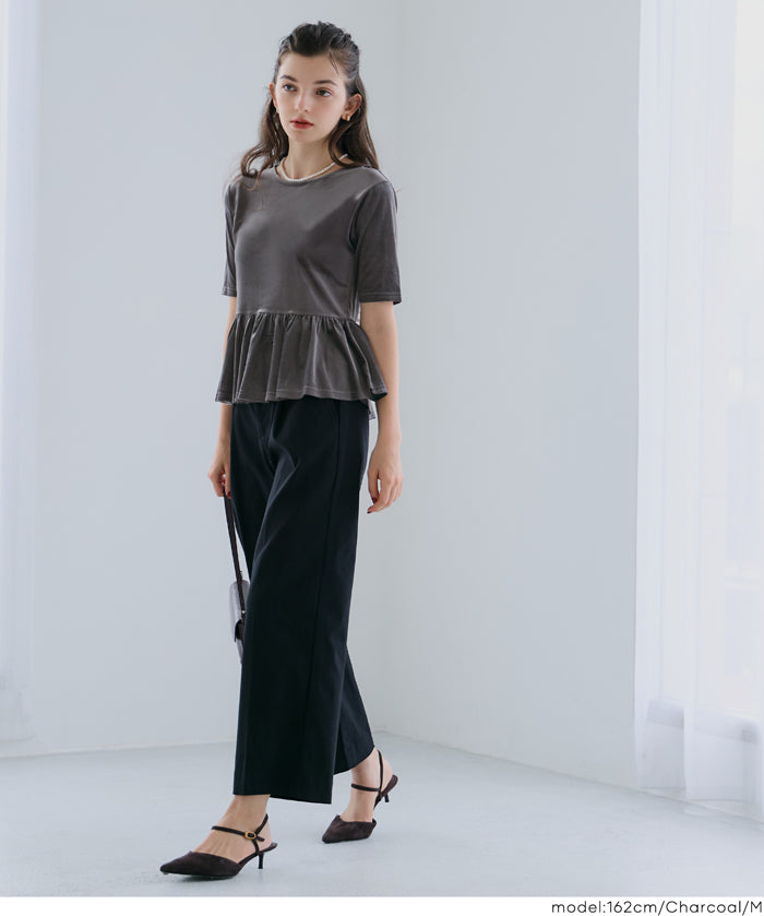 Velvet Short Sleeve Babydoll Top