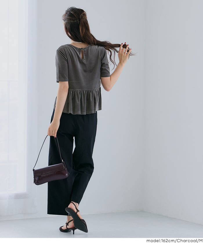 Velvet Short Sleeve Babydoll Top