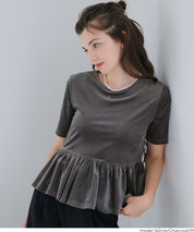 Velvet Short Sleeve Babydoll Top