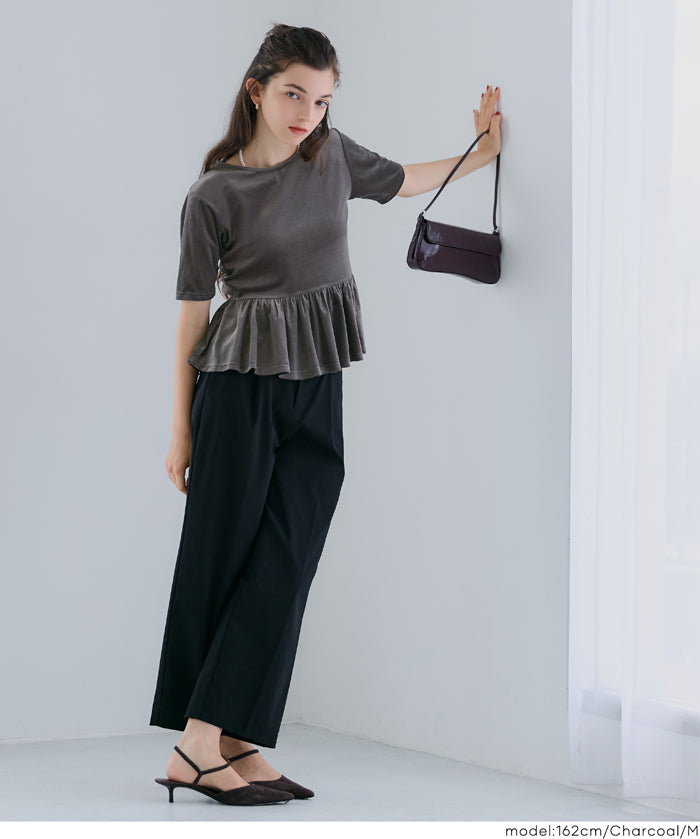 Velvet Short Sleeve Babydoll Top