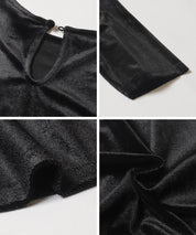 Velvet Short Sleeve Babydoll Top