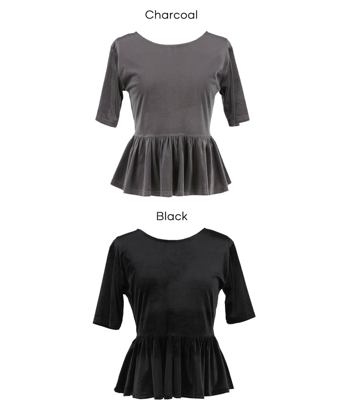 Velvet Short Sleeve Babydoll Top
