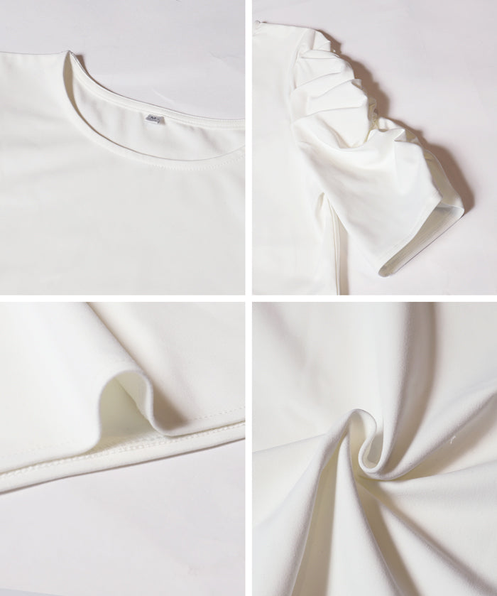 Japanese style princess sleeve solid color short-sleeved top