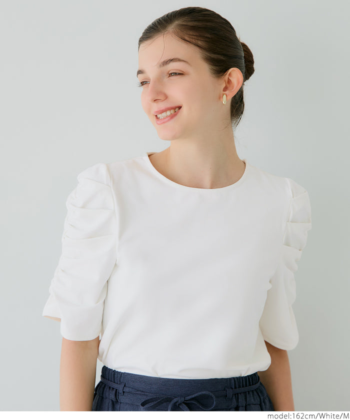 Japanese style princess sleeve solid color short-sleeved top