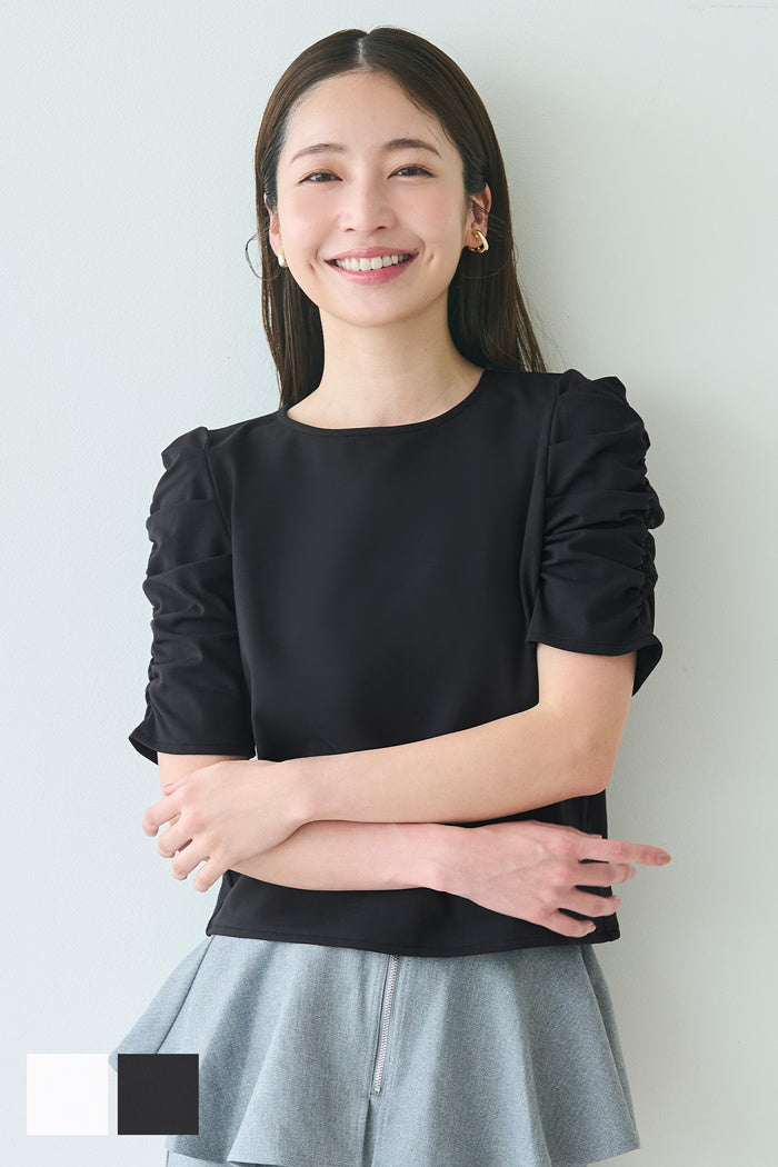 Japanese style princess sleeve solid color short-sleeved top