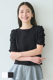 Japanese style princess sleeve solid color short-sleeved top