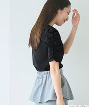 Japanese style princess sleeve solid color short-sleeved top