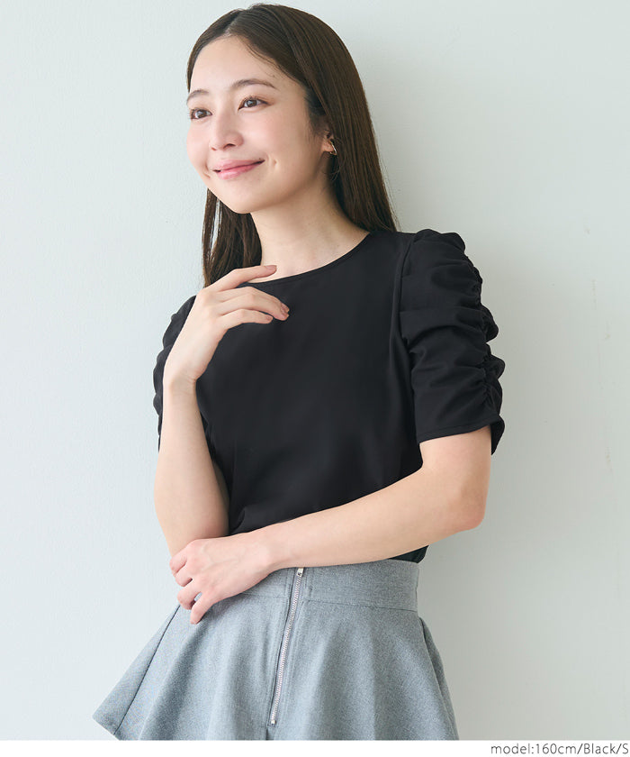Japanese style princess sleeve solid color short-sleeved top