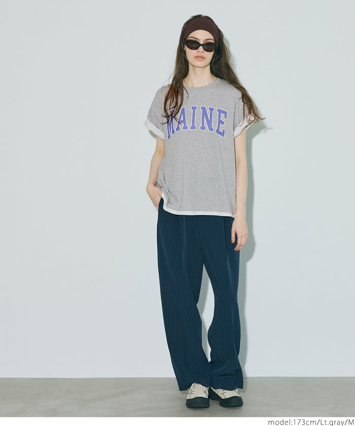 Cotton short-sleeved top with English logo and fold-over cuffs