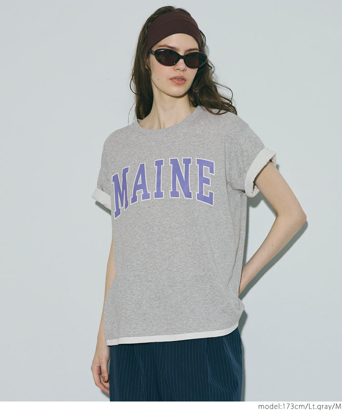 Cotton short-sleeved top with English logo and fold-over cuffs