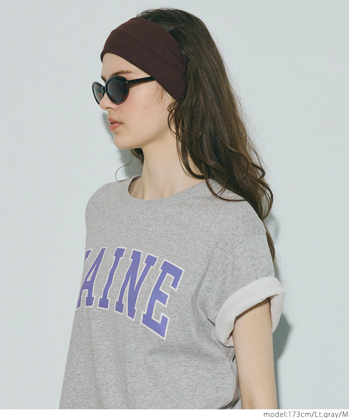 Cotton short-sleeved top with English logo and fold-over cuffs