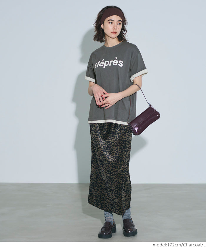 Cotton short-sleeved top with English logo and fold-over cuffs