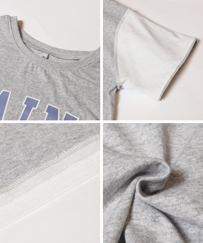 Cotton short-sleeved top with English logo and fold-over cuffs