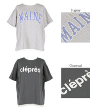 Cotton short-sleeved top with English logo and fold-over cuffs