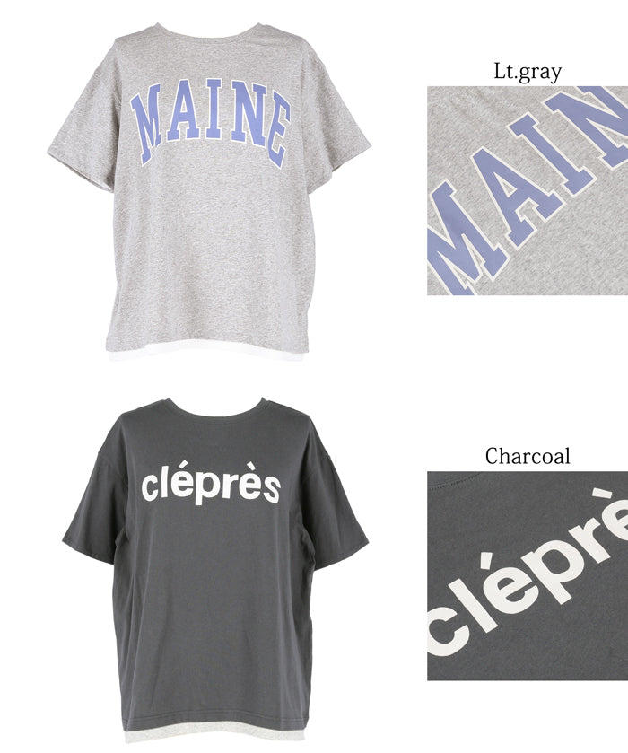 Cotton short-sleeved top with English logo and fold-over cuffs