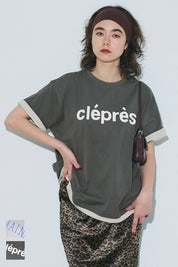 Cotton short-sleeved top with English logo and fold-over cuffs