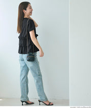 Silky touch ruffled short-sleeved babydoll top