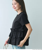 Silky touch ruffled short-sleeved babydoll top