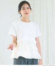 Silky touch ruffled short-sleeved babydoll top